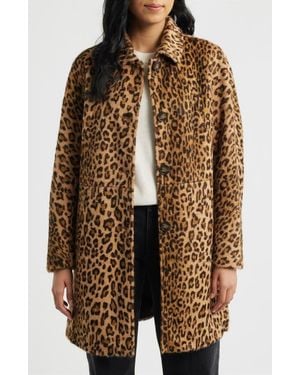Bernardo Long Print Coat - Brown