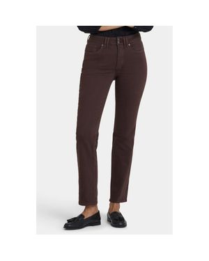 NYDJ Marilyn High Waist Straight Leg Jeans - Brown