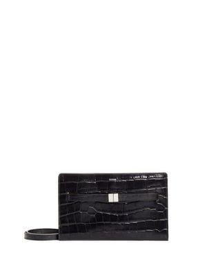 TOTEME Belted Croc Embossed Leather Crossbody Bag - Black