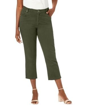 Jessica London Classic Cotton Denim Capri - Green