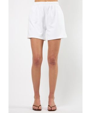 Viens Avec Moi The Lakeside Set Cotton Graphic Sweat Shorts - White
