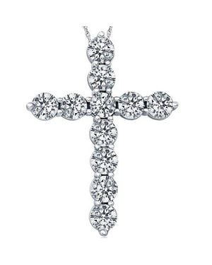 Bliss Diamond 3.34Ct Diamond Cross Pendant 14K Necklace 18 - White