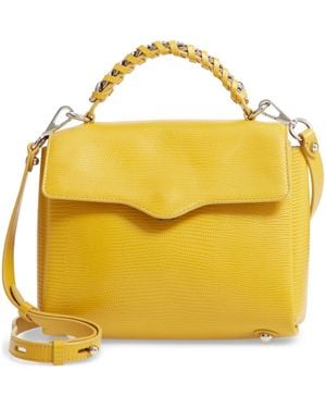 Rebecca Minkoff Chain Lizard Embossed Leather Satchel - Yellow