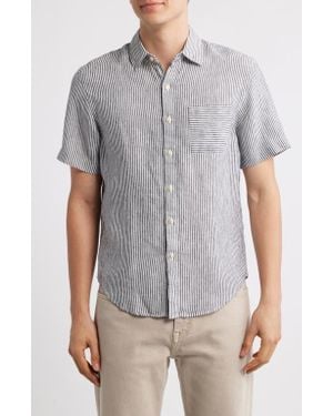 Alex Crane Ola Linen Short Sleeve Button-Up Shirt - Gray