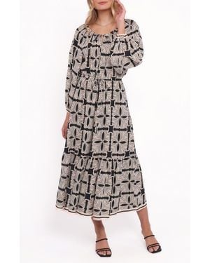 Petal & Pup Faris Print Long Sleeve Maxi Dress - White