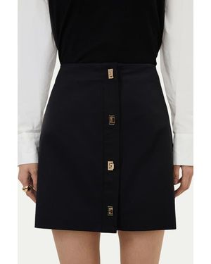 Karen Millen Techno Cotton Clasp Skirt - Black