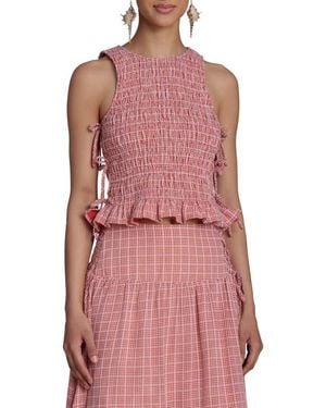 Avec Les Filles Smocked Sleeveless Top - Red