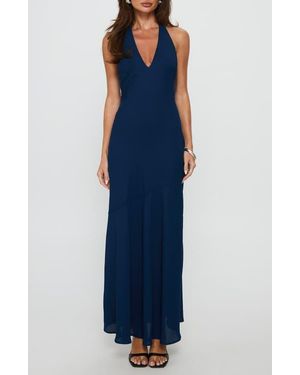 Princess Polly Luannie Halter Chiffon Gown - Blue