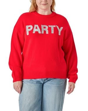 English Factory Silvery Tinsel-Like Yarn Brings A Celebratory Effect To This Relaxed-Fit Sweater Emblazoned With The Call To Party - Red