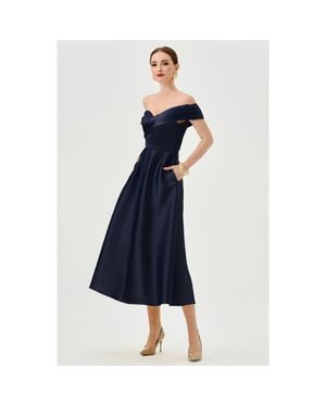 Bariano Wynter Off Shoulder Midi - Blue