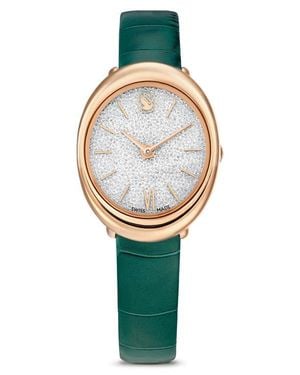 Swarovski Imber Oval Leather Strap Watch, 24Mm X 26.3Mm - Green