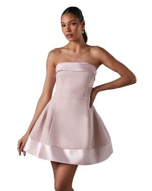 Coast Bandeau Satin Detail Pleated Mini Dress - Pink