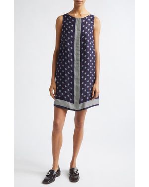 Bode Foyer Diamond Print Silk Minidress - Blue