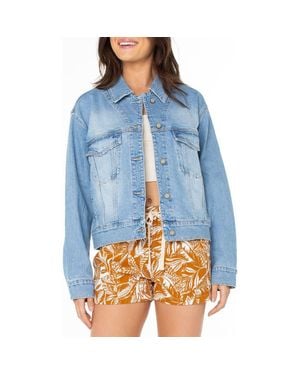 Roxy Big Wave Embroidered Denim Jacket - Blue
