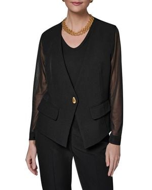 Donna Karan Sheer Contrast Jacket - Black