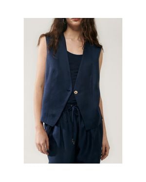 SILK LAUNDRY Twill Slouch Vest - Blue