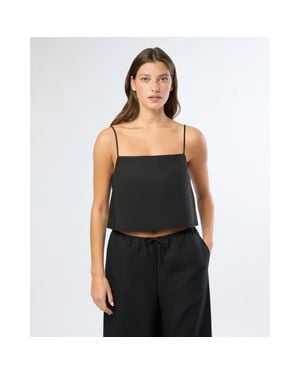 Onia Air Linen Square Neck Tank Top - Black