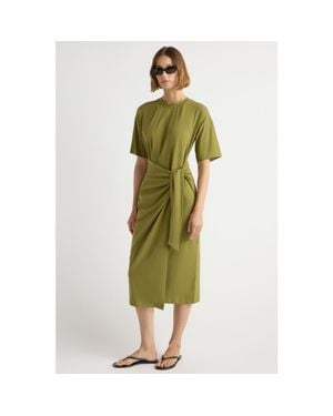 MODERN CITIZEN Noa Organic Cotton T-Shirt Wrap Dress - Green