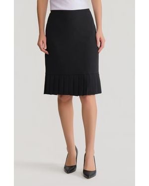 Kasper Pleated Hem Pencil Skirt - Black