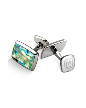 M-clip Abalone Cuff Links - Blue