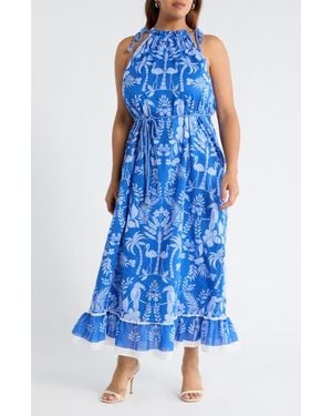 Sugarlips Kimana Floral Cotton Maxi Dress - Blue