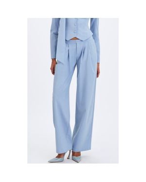 Miss Circle Reva Pinstripe Single Pleat Pants - Blue