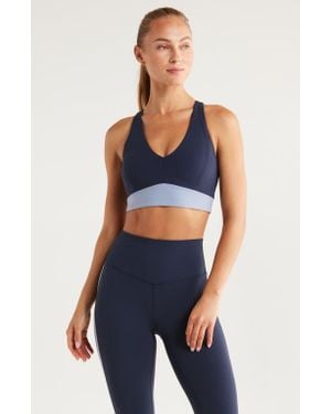Zella Studio Luxe V-Neck Racerback Sports Bra - Blue