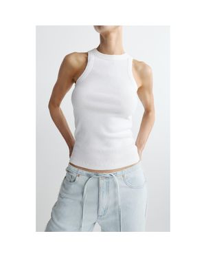 DL1961 High Neck Stretch Cotton Rib Tank - White