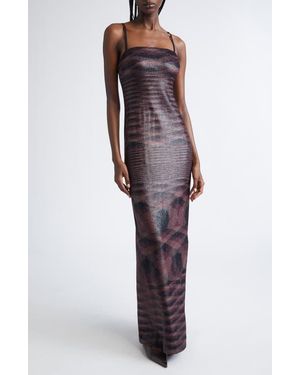 Missoni Flame Pattern Knit Removable Straps Dress - Purple