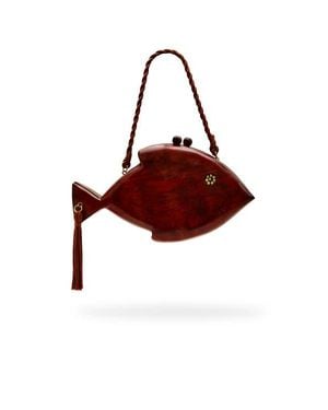 Simon Miller Carved Wooden Fish Clutch - Red