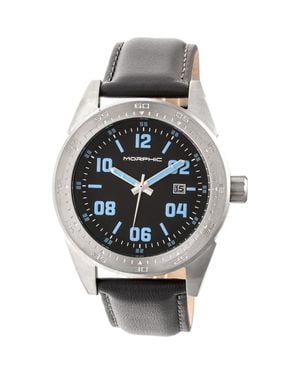 Morphic M63 Series Leather-Band Watch W/Date - Metallic