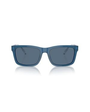 Emporio Armani 57Mm Rectangular Sunglasses - Blue