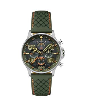 AVI-8 Hawker Typhoon Coningham Harding Chronograph Leather Strap Watch, 42Mm - Green
