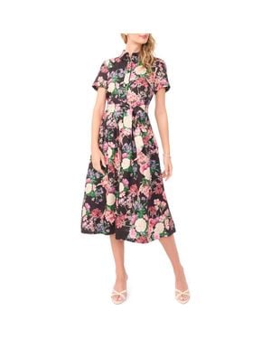 Ted Baker Charlie Floral Linen Midi Shirtdress - Red