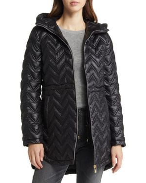 Via Spiga Zigzag Quilt Puffer Jacket - Black