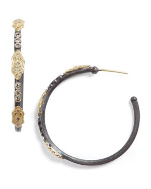 Armenta Old World Diamond Hoop Earrings - Metallic