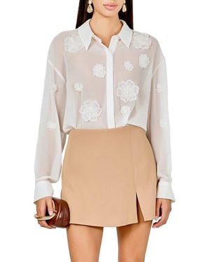 Endless Rose Floral Detail Sheer Shirt - White
