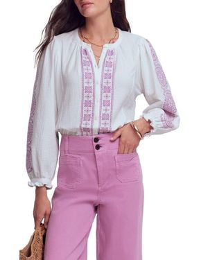 Boden Camille Double Cloth Cotton Top - Purple