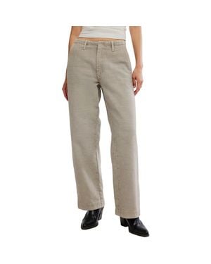 Free People East Side Chino Straight Leg Jeans - Gray