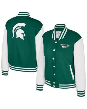 Colosseum Athletics Michigan State Spartans French Baguette Full Snap Fleece Jacket - Green
