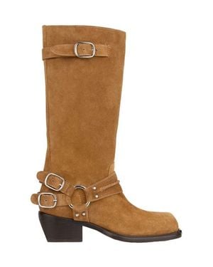 Sandro Leather Buckle Boots - Brown
