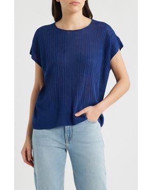 Eileen Fisher Variegated Rib Organic Cotton & Organic Linen Sweater - Blue