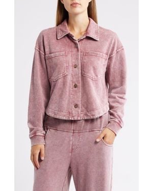 City Blues Crop Knit Shacket - Red