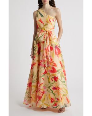 Eliza J Floral One-Shoulder Gwon - Orange