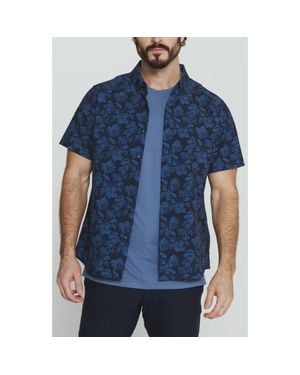 7 Diamonds Lucien Floral Short Sleeve Button-Up Shirt - Blue