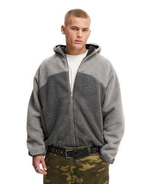 Cotton On Hooded Teddy Jacket - Gray