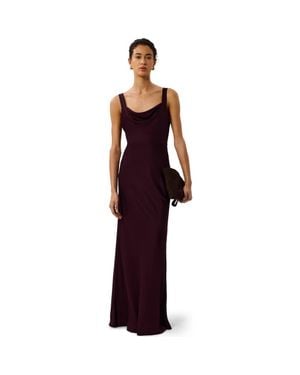Whistles Thea Cowl Satin Maxi Dress - Purple