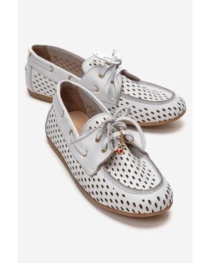 Forever & Always Shoes Stevo Leather Lace Up Loafer - White