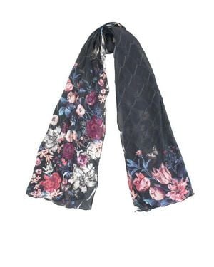 Komarov Floral Border Chiffon Shawl - Blue