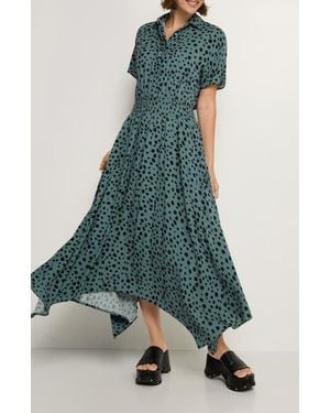 Lascana Printed Shirt Collar Dress - Green